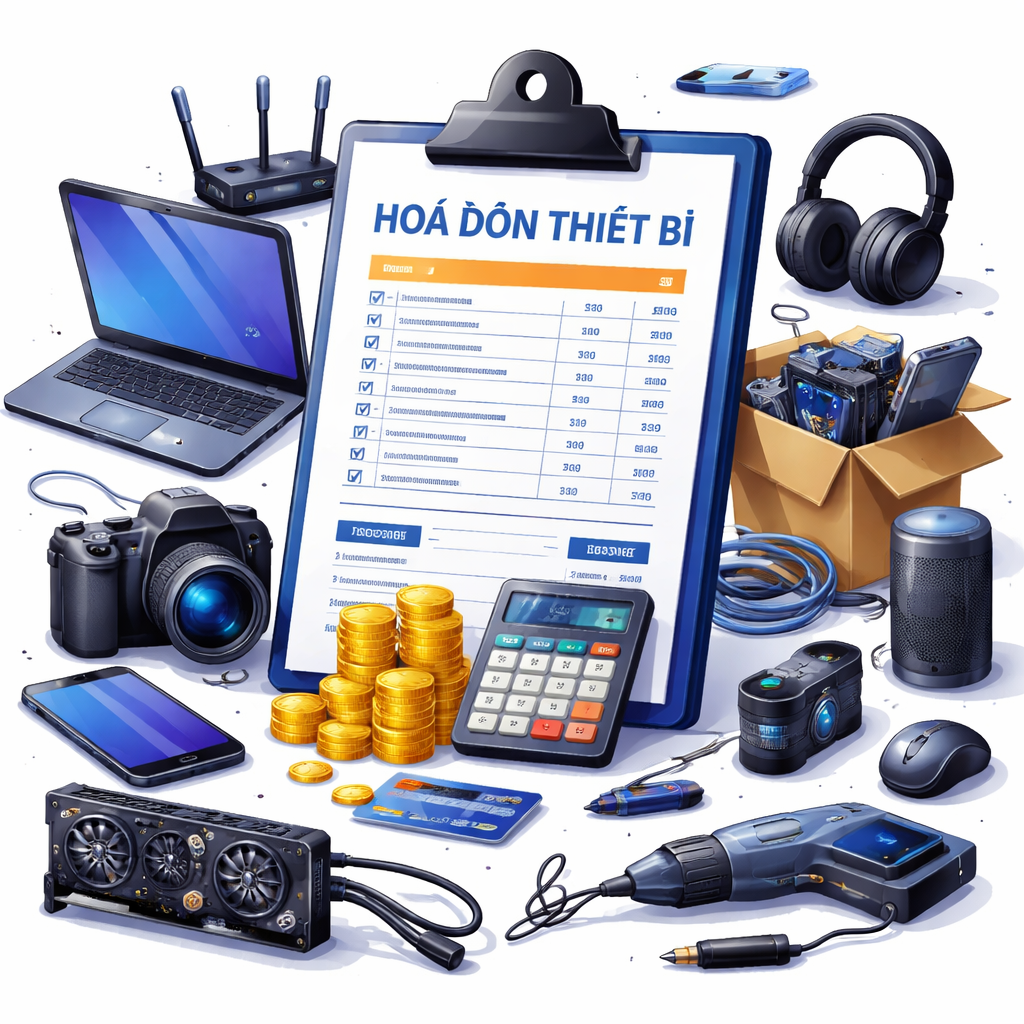 Hợp đồng mua bán thiết bị, biên bản bàn giao, hoá đơn thiết bị